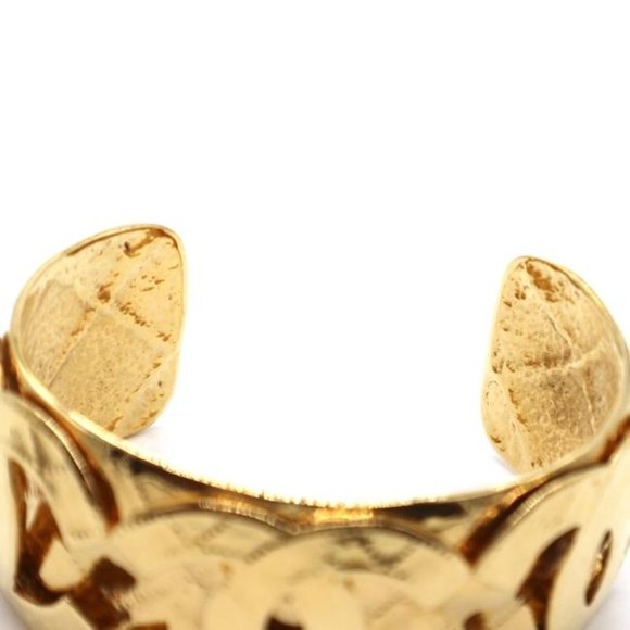 #45896 Gold Extremely Rare Cc Woven Cutout Cuff Bangle Bracelet - Picture 7 of 10